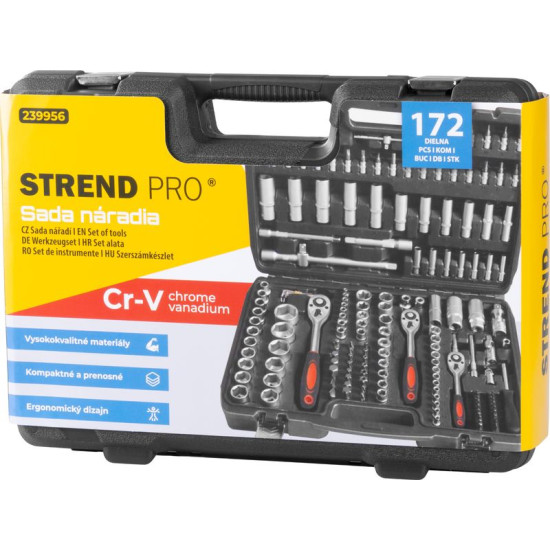 Strend Pro tool set, 172 pieces, sockets, bits, ratchet, in case