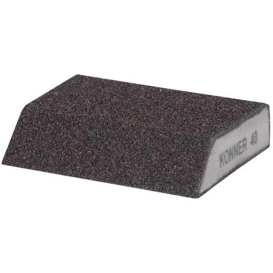 Sponge KONNER G40, 125x90x65x25 mm, sanding sponge, beveled Sponge KONNER G40, 125x90x65x25 mm, sanding sponge, beveled