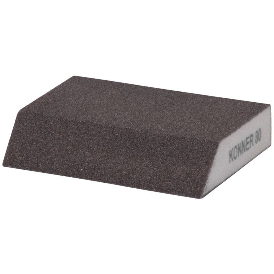 Sponge KONNER G80, 125x90x65x25 mm, sanding sponge, beveled Sponge KONNER G80, 125x90x65x25 mm, sanding sponge, beveled