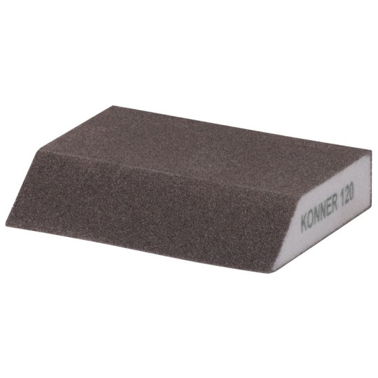 Käsn KONNER G120, 125x90x65x25 mm, lihvkäsn, faasitud Käsn KONNER G120, 125x90x65x25 mm, lihvkäsn, faasitud