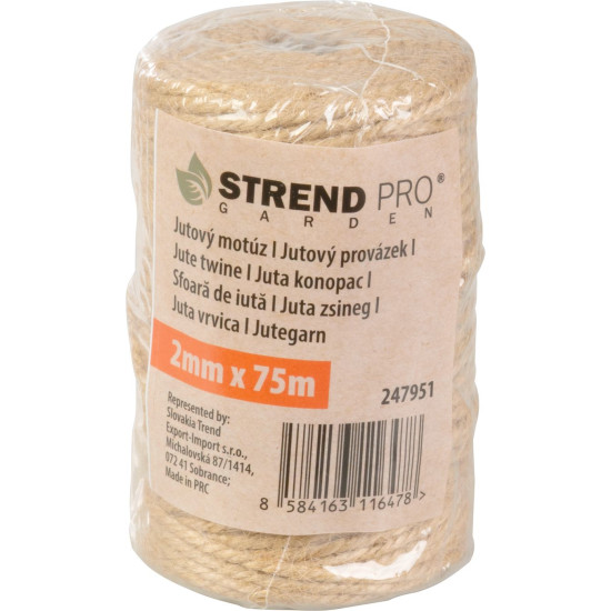 Веревка Strend Pro Garden, джут, L-75 м, 2 мм