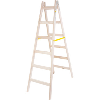 Ladder Strend Pro, 6-step, double, painted, wooden, 1.92 m, max. 150 kg