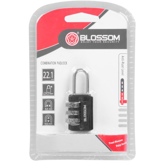 Padlock 20 mm Blossom, galvanized, 3 number codes Padlock 20 mm Blossom, galvanized, 3 number codes