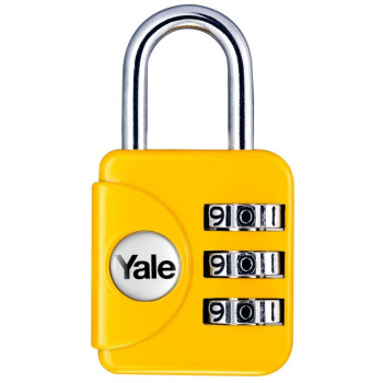 Yale'i lukk YP1/28/121/1, rippuv, reisimine, numbrikombinatsiooniga, kollane