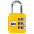 Yale'i lukk YP1/28/121/1, rippuv, reisimine, numbrikombinatsiooniga, kollane