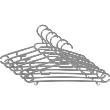 Strend Pro hanger, for clothes, plastic, black/brown/grey, pack. 6 pcs., 40x18.5 cm