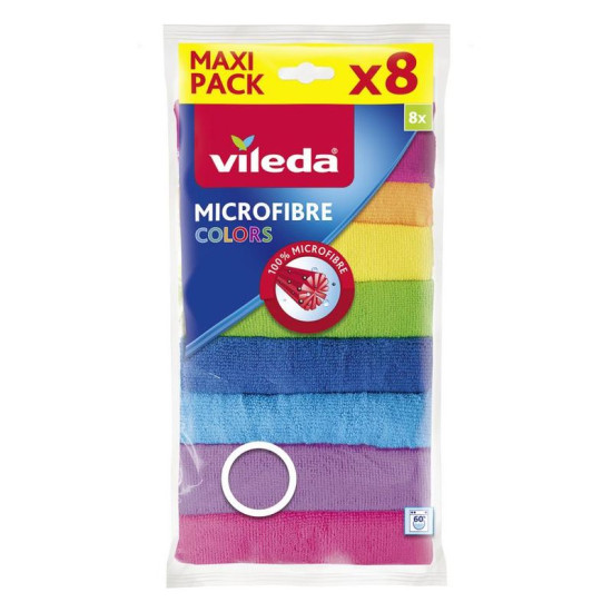 Cloth Vileda Microfibre Colors, microfiber, 8 pcs Cloth Vileda Microfibre Colors, microfiber, 8 pcs