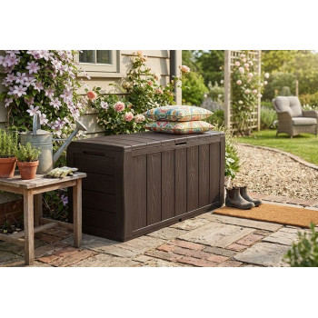 Box Keter® SHERWOOD 270L, brown, 117x45x57,5 cm, storage