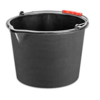 Bucket  ReCycled® 20 lit, construction, plastic, with drain, plastic handle, black