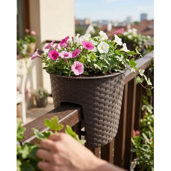 Flower pot RATOLLA Railing Oval 300, brown