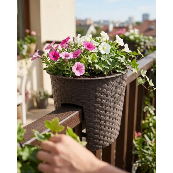Flower pot RATOLLA Railing Oval 300, brown Flower pot RATOLLA Railing Oval 300, brown