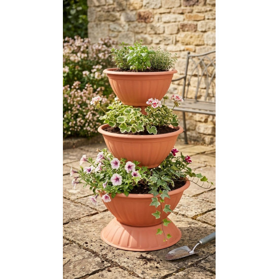 Strend Pro PYRAMID planter, three-level, 79 cm, terracotta