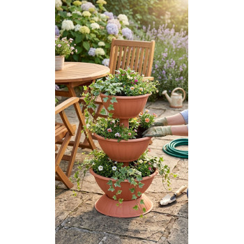 Strend Pro PYRAMID planter, three-level, 86 cm, terracotta