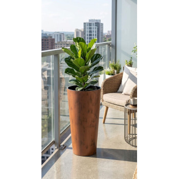Flower pot with TUBUS Slim Corten insert 400x762 mm, copper look