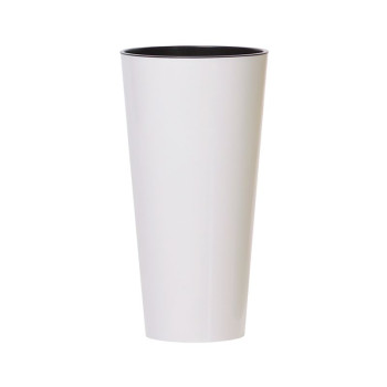 Flower pot with insert TUBUS Slim Shine 400x762 mm, white