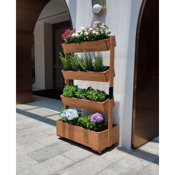 Flower pot vertical fire Pro, flower bed, 4-storey, with wheels, 85x45x147 cm