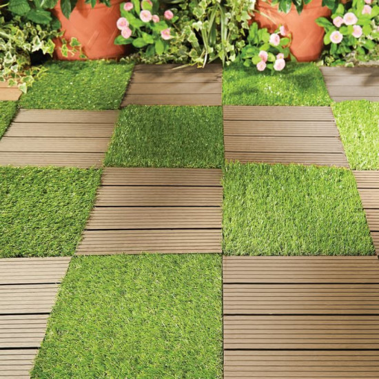 WPC puiduefektiga terrassilaudade komplekt, PP terrassilaud, 31x31x2, plastik, pruun ja hall, pall. 9tk