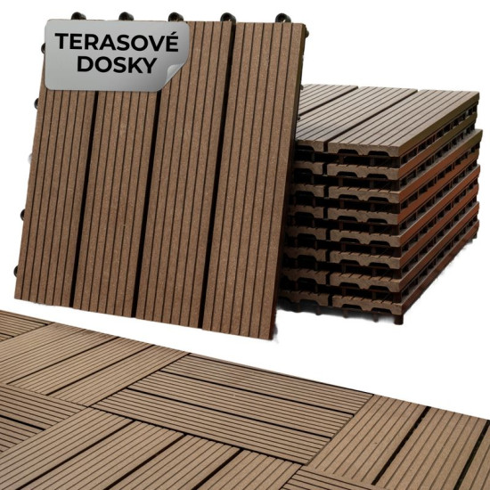WPC puiduefektiga terrassilaudade komplekt, PP terrassilaud, 31x31x2, plastik, pruun ja hall, pall. 9tk
