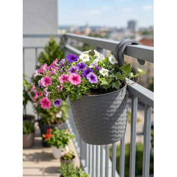 Подвесное кашпо Strend Pro, PP, 26x18x24,5 см, серый Подвесное кашпо Strend Pro, PP, 26x18x24,5 см, серый