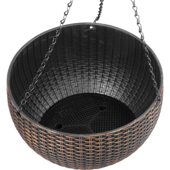 Цветочный горшок Strend Pro Modern, подвесной, золотой, 26x16см, с цепочкой и вешалкой
