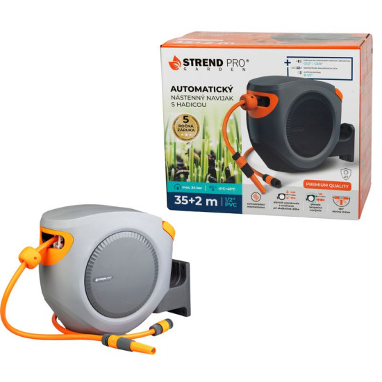 Rewinder Strend Pro Premium, wall mounted, automatic 1/2", with garden hose L-35+2 m Rewinder Strend Pro Premium, wall mounted, automatic 1/2", with garden hose L-35+2 m