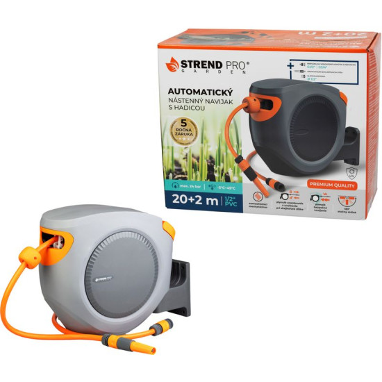 Rewinder Strend Pro Premium, wall mounted, automatic 1/2", with garden hose L-20+2 m Rewinder Strend Pro Premium, wall mounted, automatic 1/2", with garden hose L-20+2 m