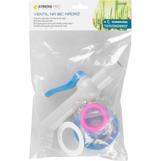 Strend Pro valve, garden, 3/4"- 45°, 193 mm, with reducer for IBC tank, PVC