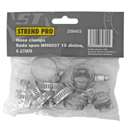 Set of garden hose clamps 15pcs, 8-27mm Set of garden hose clamps 15pcs, 8-27mm
