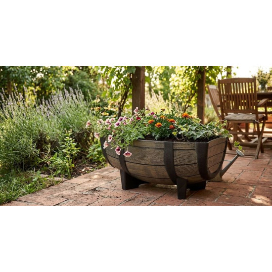 Flower pot GDA Woodeff 817, natural, 41x29x19 cm, barrel Flower pot GDA Woodeff 817, natural, 41x29x19 cm, barrel