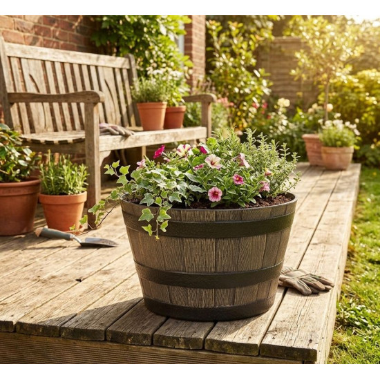 Flower pot GDA Woodeff 832, natural, 39x28 cm, box Flower pot GDA Woodeff 832, natural, 39x28 cm, box