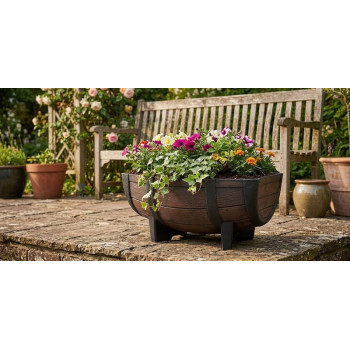 Flower pot GDA Woodeff 817, teak, 41x29x19 cm, barrel