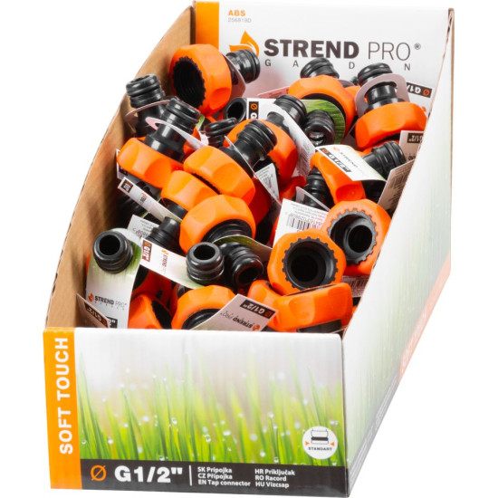Adapter Strend Pro, G1/2", veekraanile, pehme puutetundlik, DisplayBox 80 tk Adapter Strend Pro, G1/2", veekraanile, pehme puutetundlik, DisplayBox 80 tk