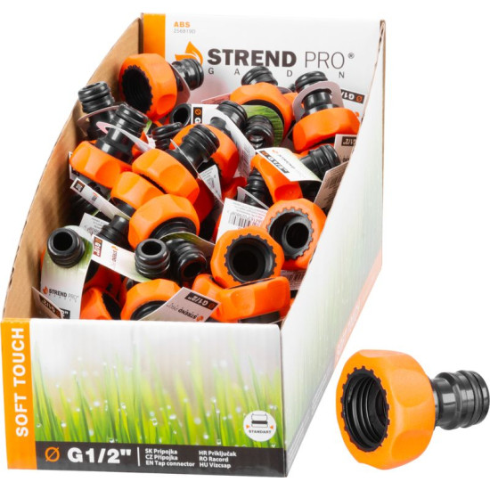 Adapter Strend Pro, G1/2", veekraanile, pehme puutetundlik, DisplayBox 80 tk Adapter Strend Pro, G1/2", veekraanile, pehme puutetundlik, DisplayBox 80 tk