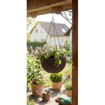 Flower pot GDA Modern 835, hanging, chain, 26x16cm, brown Flower pot GDA Modern 835, hanging, chain, 26x16cm, brown