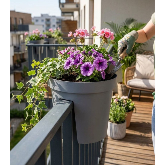 Flower pot GDA Modern Railing 113, railing, 25,5x28cm, gray Flower pot GDA Modern Railing 113, railing, 25,5x28cm, gray