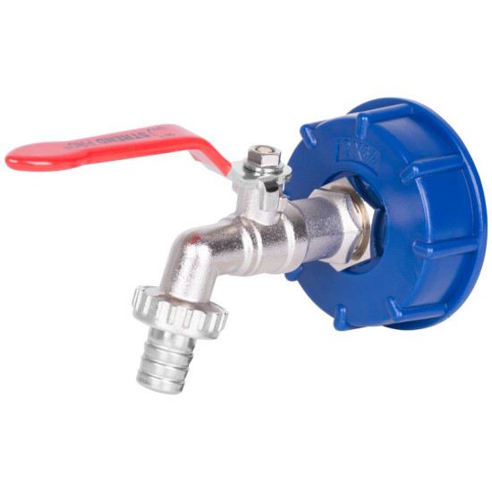 Strend Pro set, valve 1 / 2-3 / 4 "+ plastic and zinc reduction + drain, for IBC tank Strend Pro set, valve 1 / 2-3 / 4 "+ plastic and zinc reduction + drain, for IBC tank