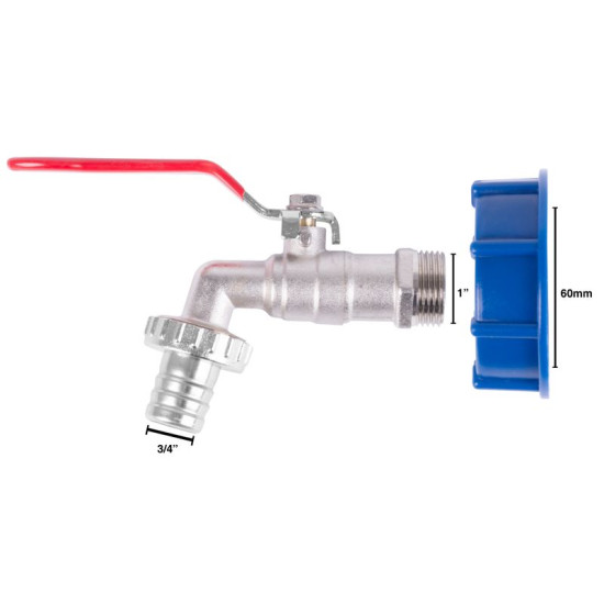 Strend Pro set, valve 3/4 "-1" + reduction plastic + drain, for IBC tank