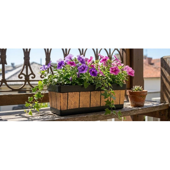 Цветочный горшок Strend Pro, Woodeff, 15x47x17 см, золото, эффект дерева Цветочный горшок Strend Pro, Woodeff, 15x47x17 см, золото, эффект дерева