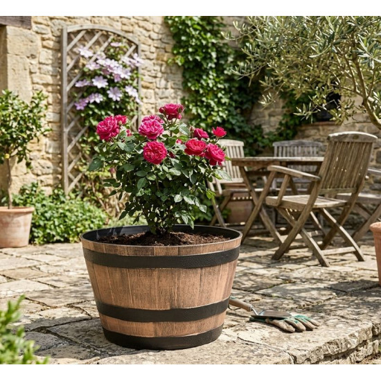 Flower pot Strend Pro, Woodeff, 52x30 cm, gold, wood effect, barrel Flower pot Strend Pro, Woodeff, 52x30 cm, gold, wood effect, barrel