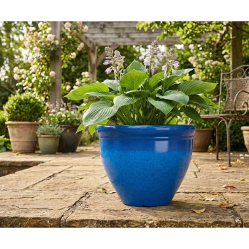 Flower pot Strend Pro, glaze, blue, 38x28,5 cm