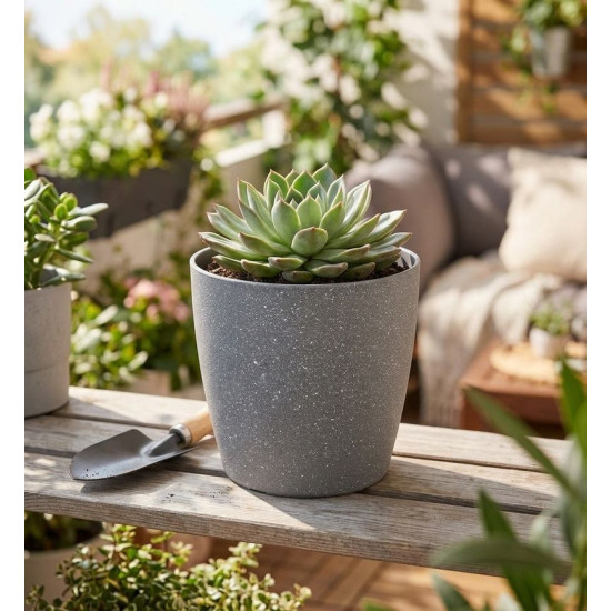 Strend Pro Stone flower pot, 23x20.5 cm, gray, stone effect Strend Pro Stone flower pot, 23x20.5 cm, gray, stone effect