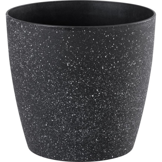 Strend Pro Stone flower pot, 35x35 cm, black, stone effect Strend Pro Stone flower pot, 35x35 cm, black, stone effect