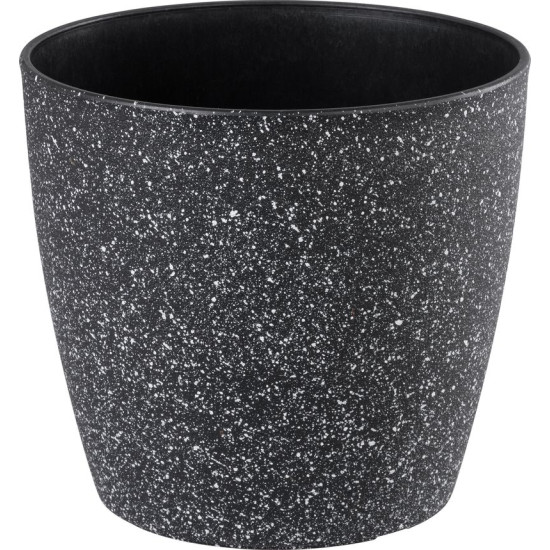 Strend Pro Stone flower pot, 23x20.5 cm, black, stone effect Strend Pro Stone flower pot, 23x20.5 cm, black, stone effect