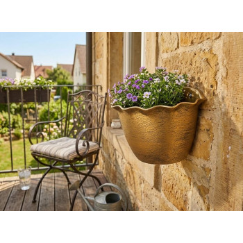 Strend Pro Wave planter, 26x18 cm, gold, metallic effect, hanging Strend Pro Wave planter, 26x18 cm, gold, metallic effect, hanging