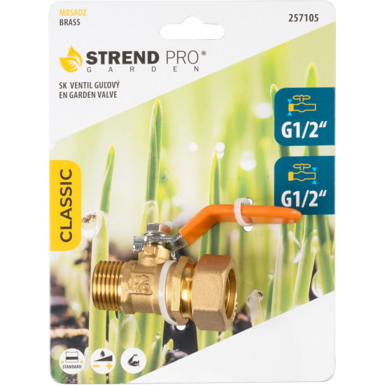 Regulating connector Strend Pro Garden, brass valve, G1/2"