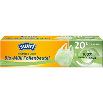 Swirl BIO bags, compostable, for waste, with ears, 20 lit., 6 pcs.