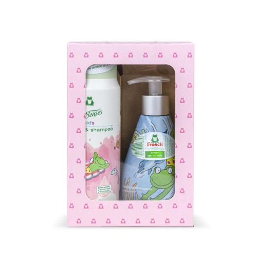 Gift set Frosch EKO, shower gel/shampoo + soap, pink, children's, 2x 300 ml