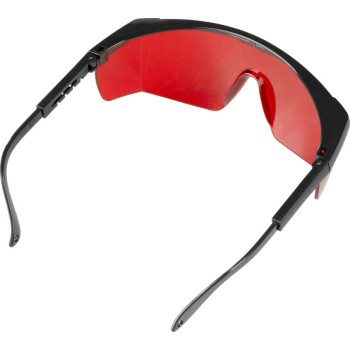 Safety goggles with extendable temple, red