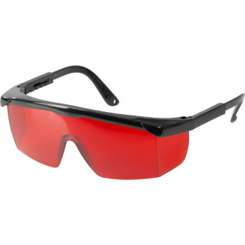 Safety goggles with extendable temple, red