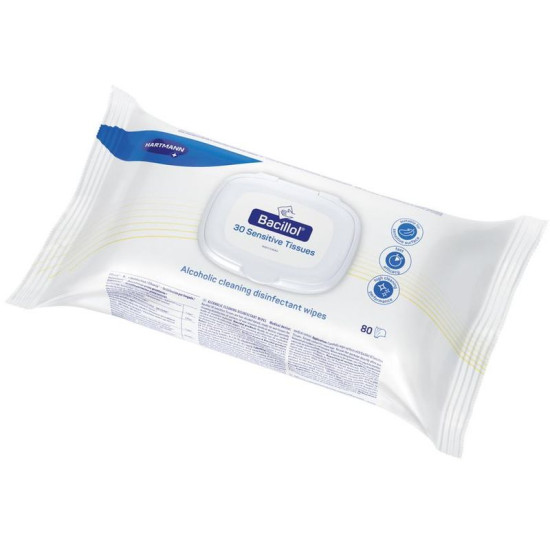 Wipes Bacillol, Sensitive, disinfectant, pack of 80 pcs